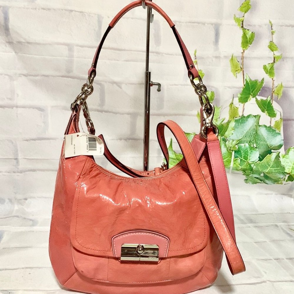 COACH 19299 KRISTIN PATENT LEATHER ROSE HOBO BAG MSRP $328 -NEW WITH FLAWS  ****